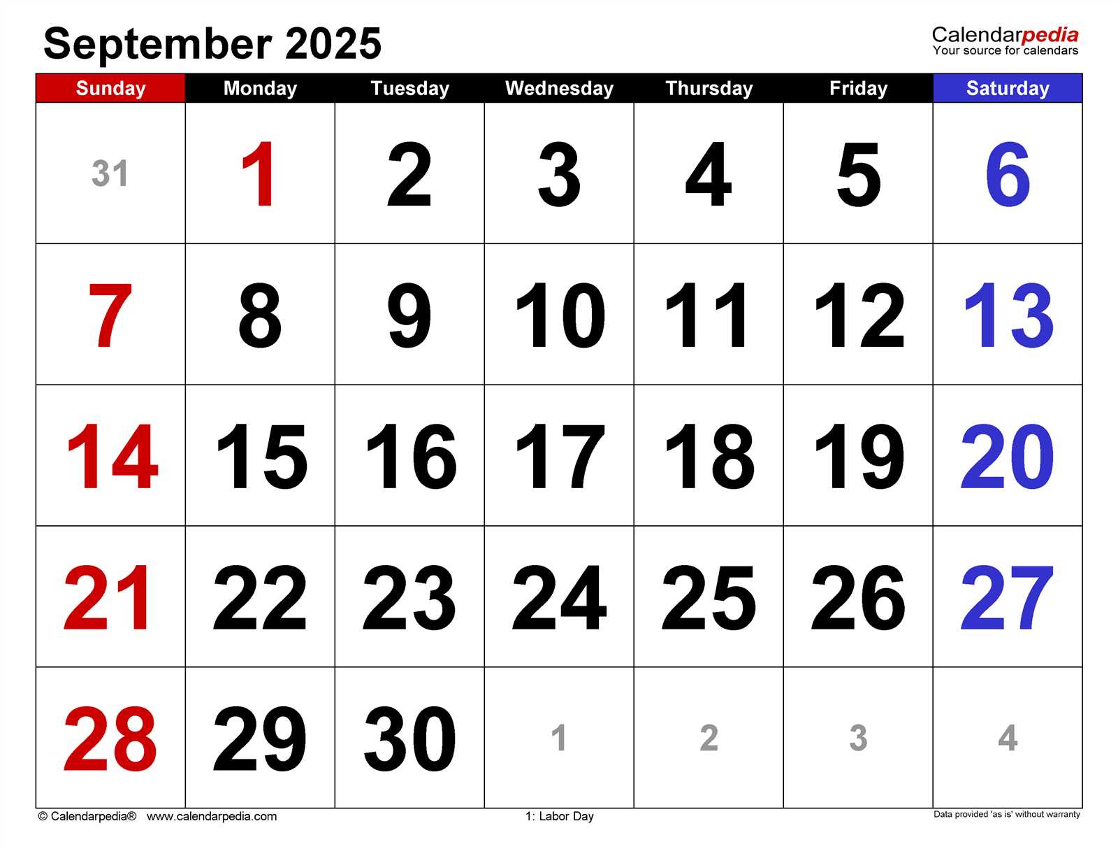 editable calendar template september 2025