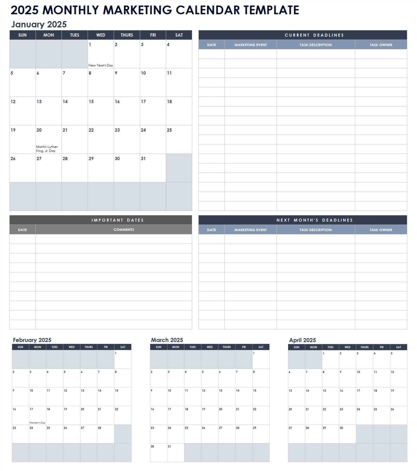 2025 calendar template powerpoint