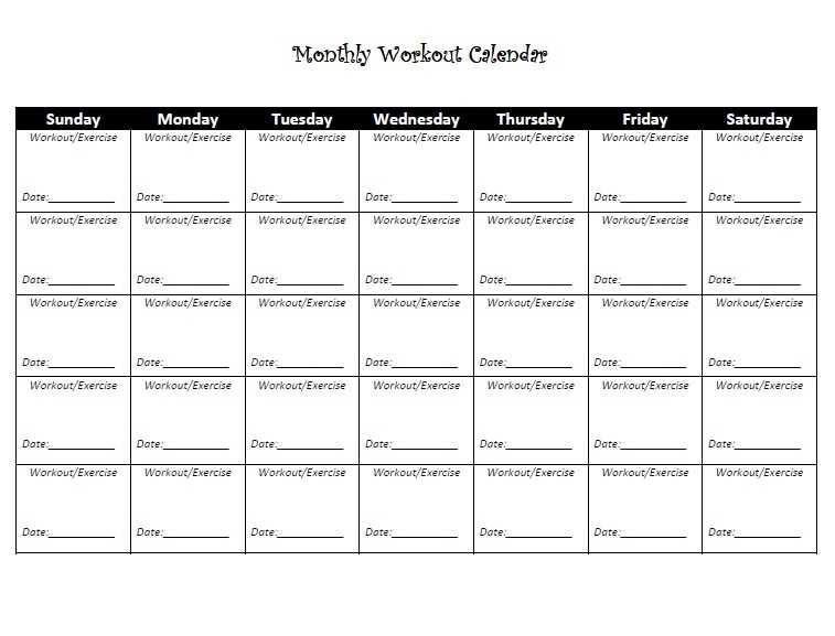 fillable workout calendar template