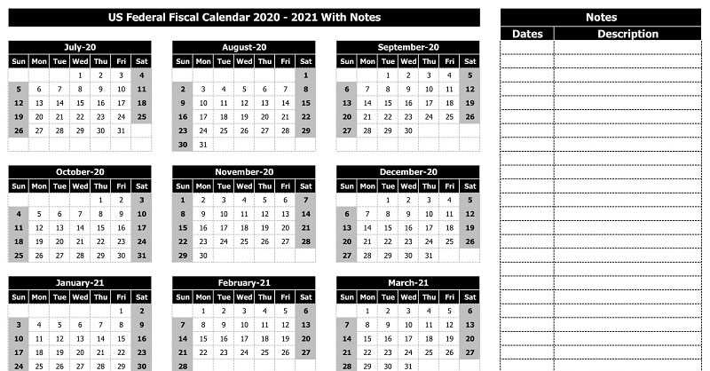 financial calendar template