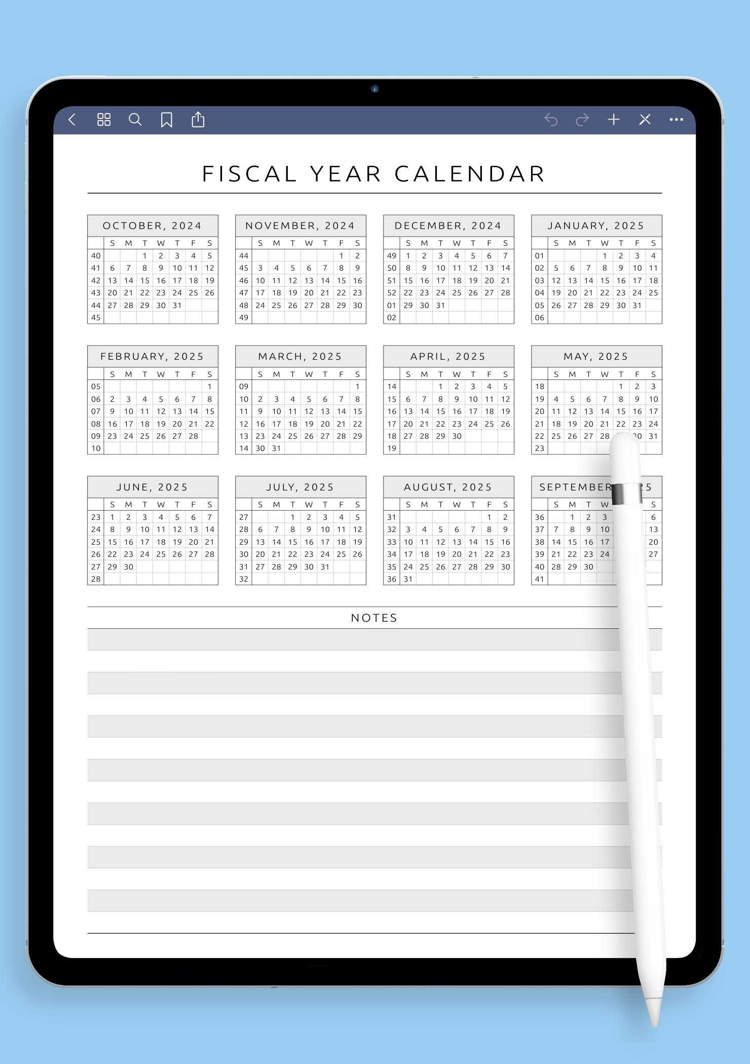 fiscal calendar template