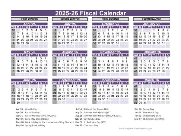 fiscal year 2025 calendar template