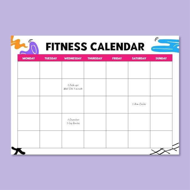 fitness calendar template