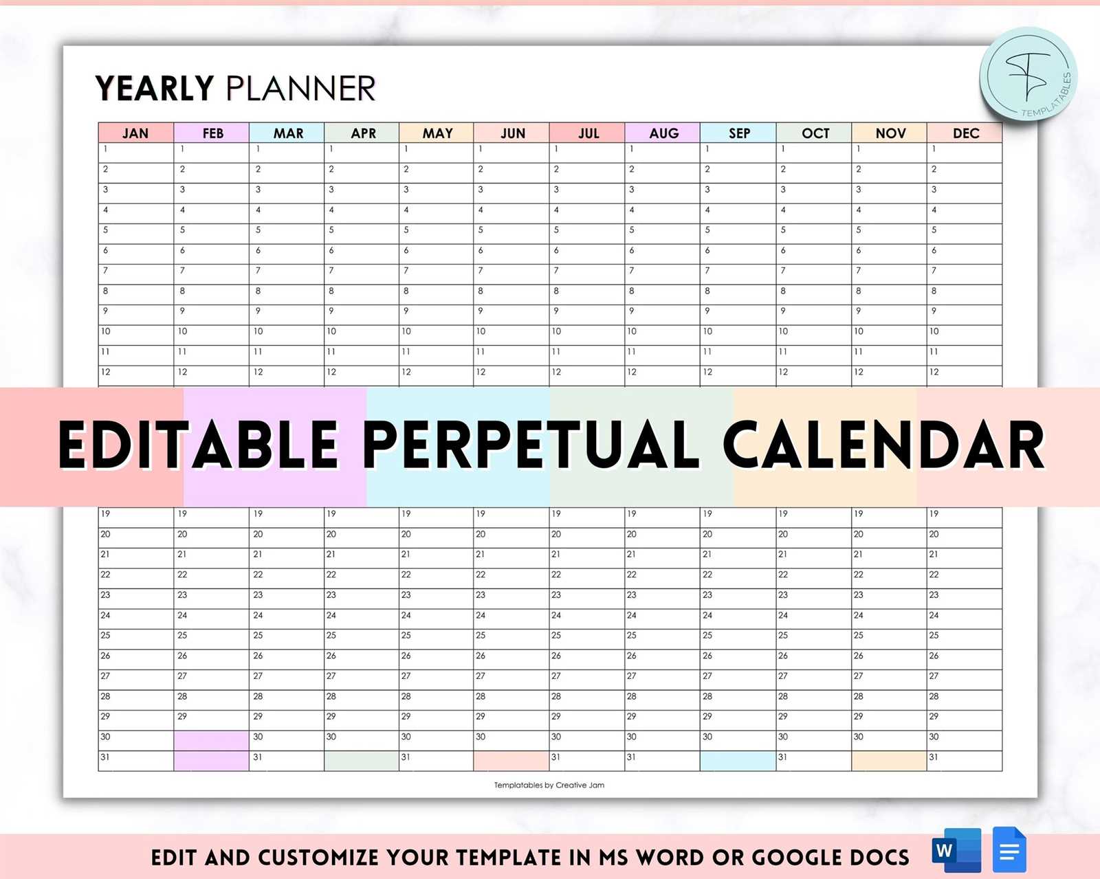 twelve month calendar template