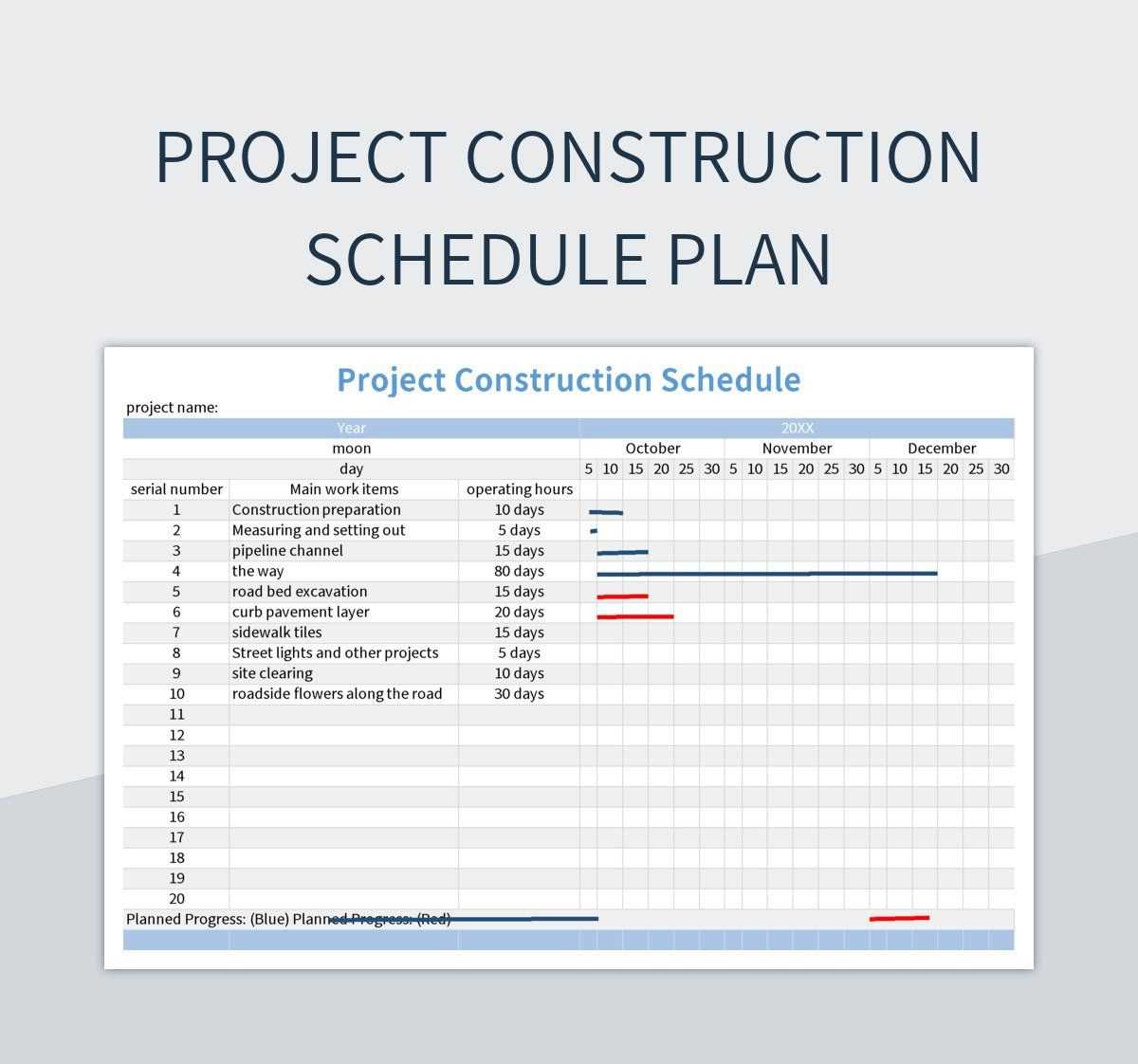 construction calendar template free