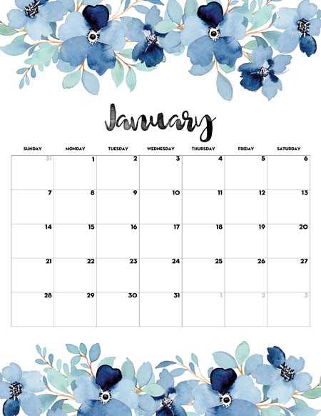 floral calendar template