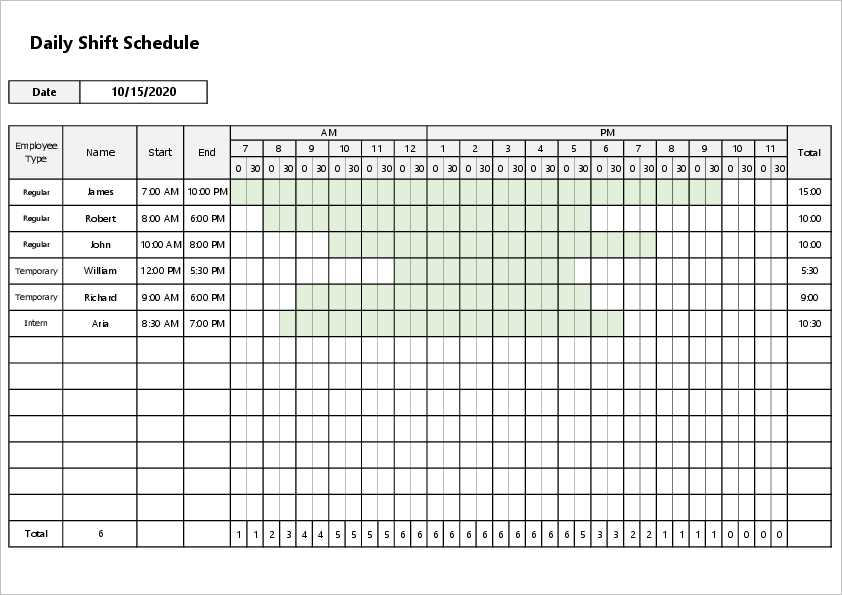 shift calendar template