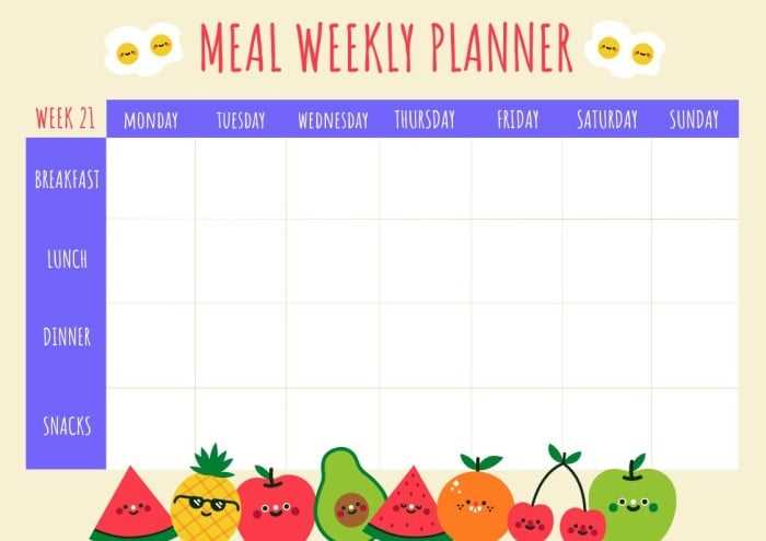 food calendar template free