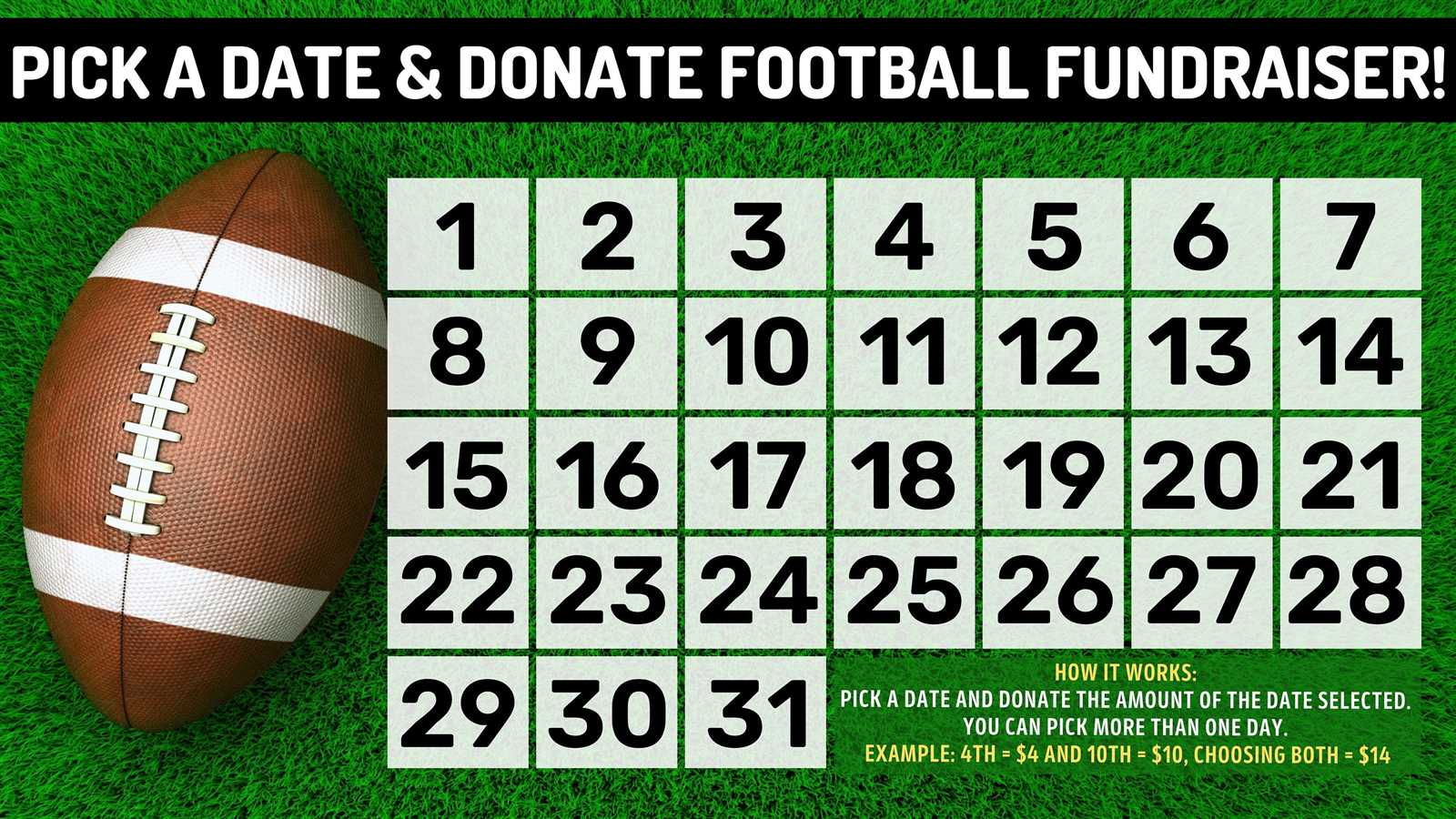 football calendar fundraiser template