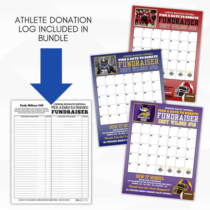 football calendar fundraiser template