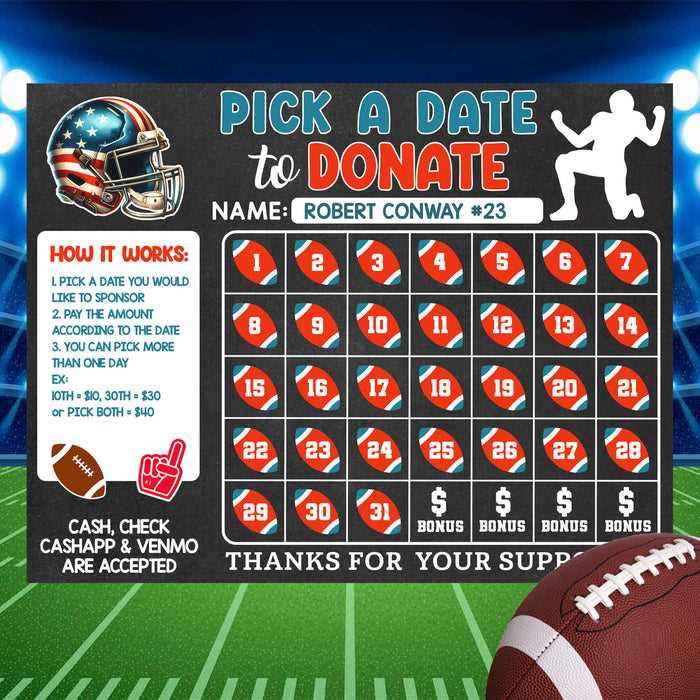 football calendar fundraiser template