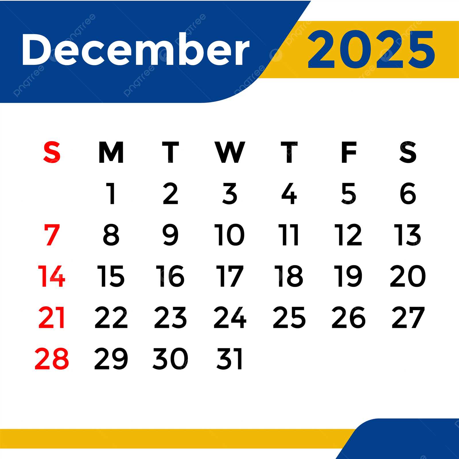 calendar december 2025 template