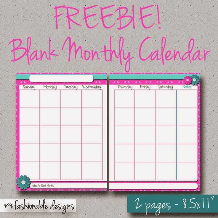 free 2 page monthly calendar template