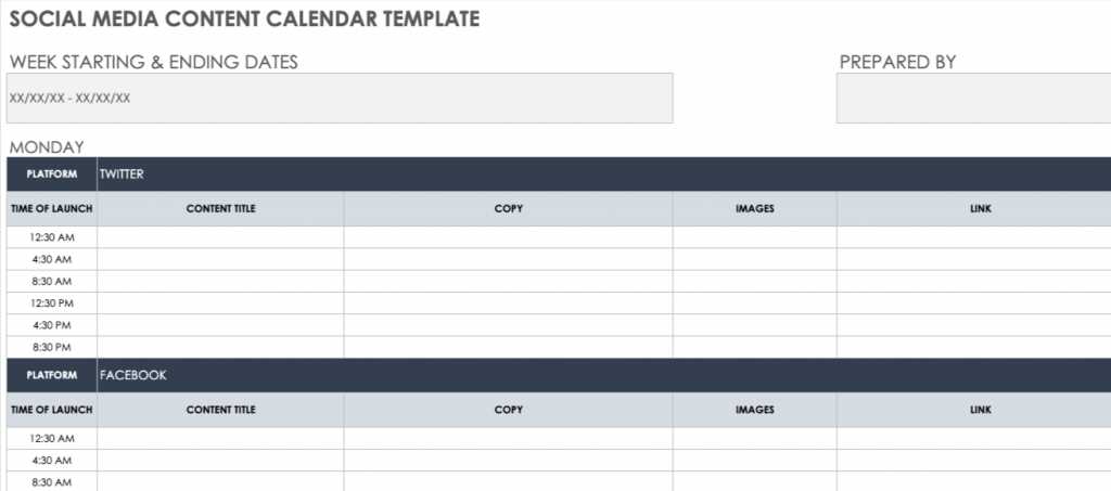 30 day content calendar template