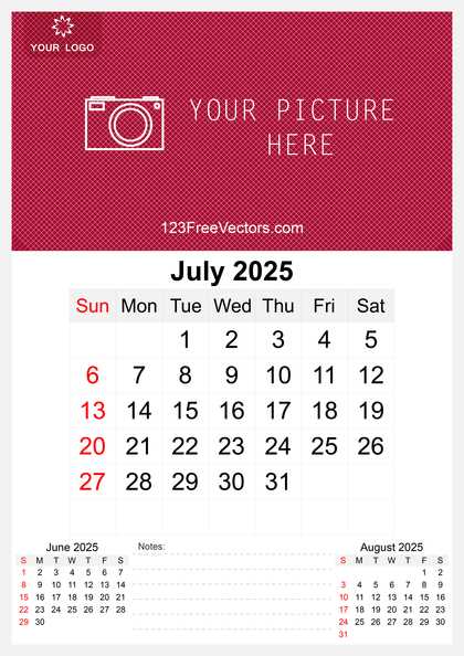 calendar 2025 july template