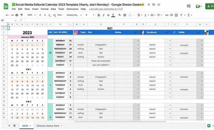 annual social media calendar template