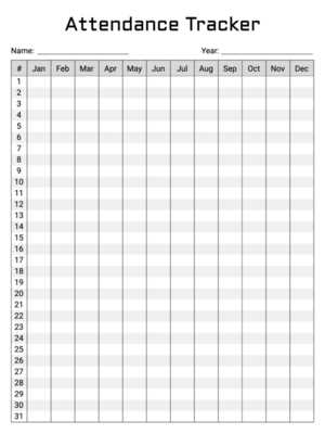 free attendance calendar template