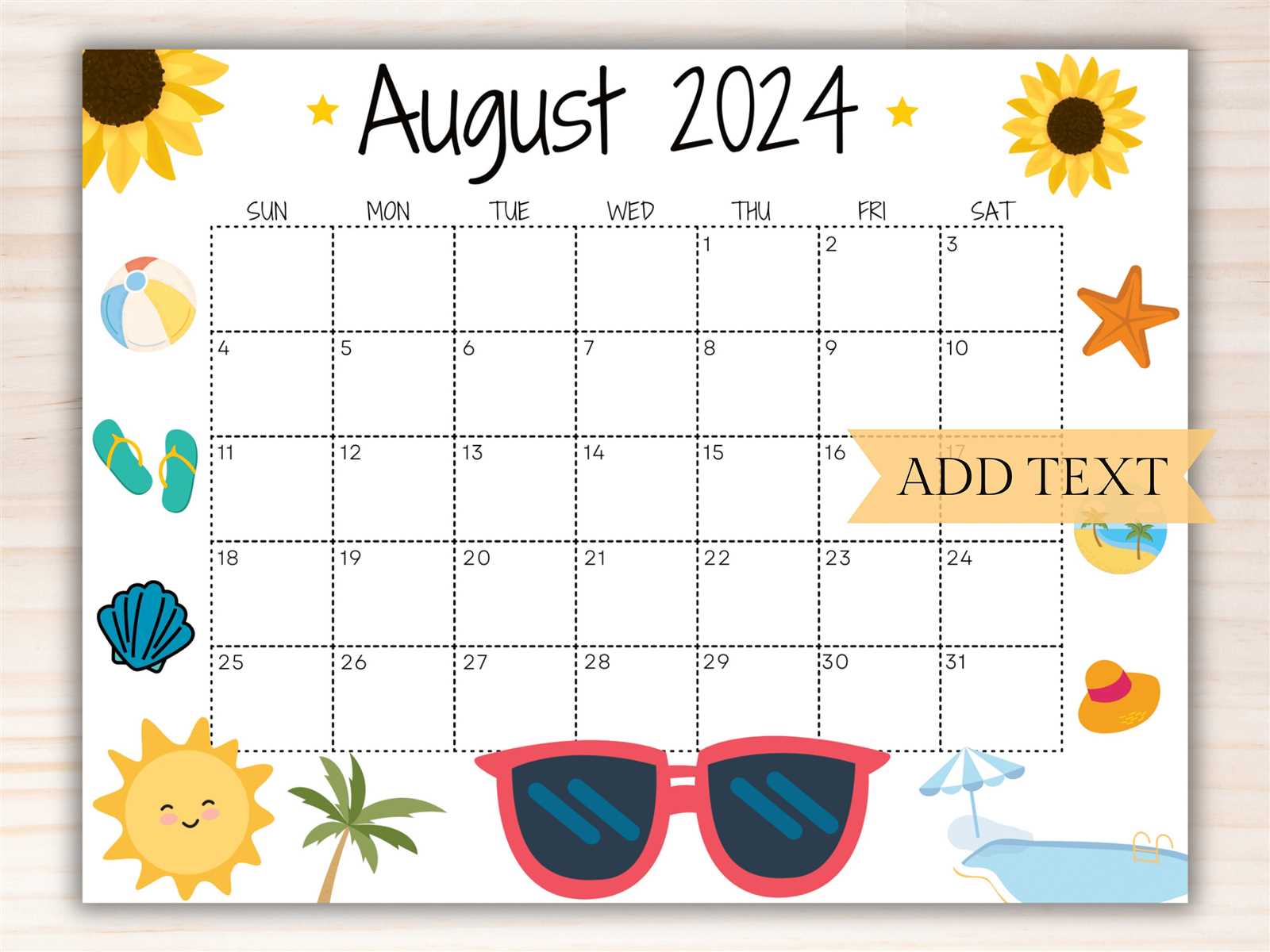 free august calendar template