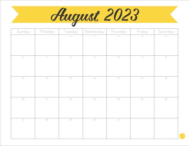 free august calendar template