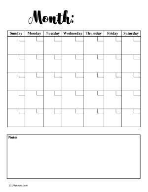 free blank calendar template printable