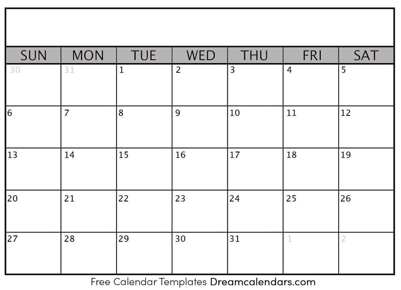 free blank calendar template printable