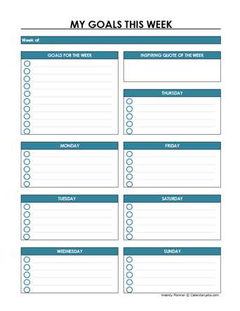 weekly calendar agenda template