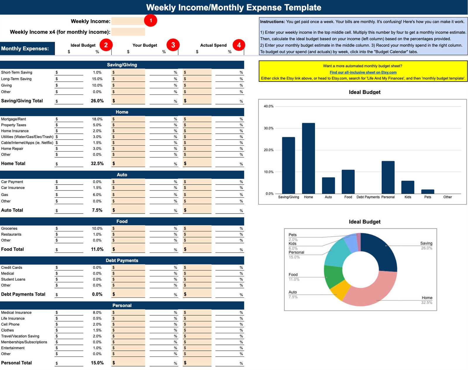 free budget calendar template