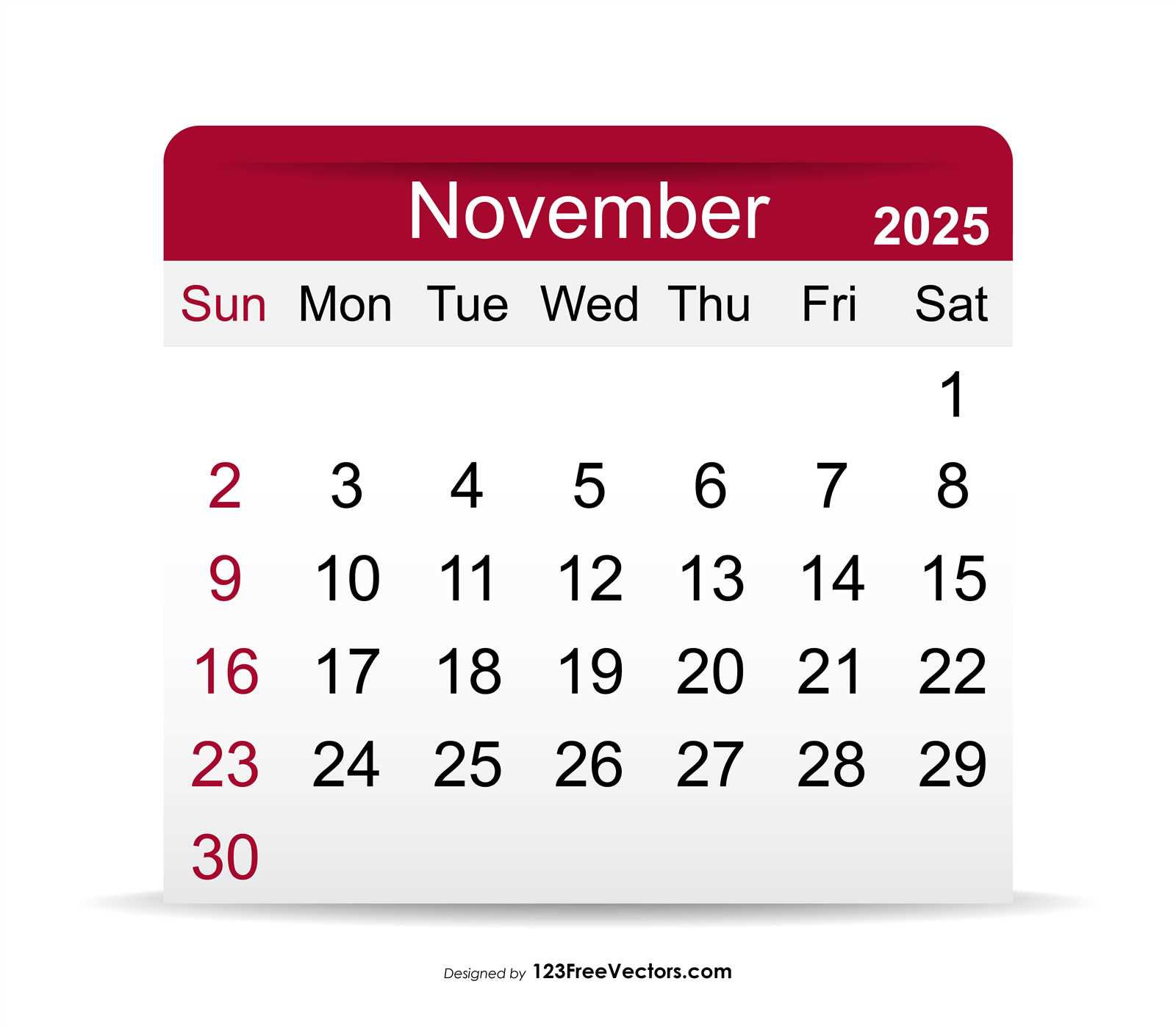 free calendar template november 2025