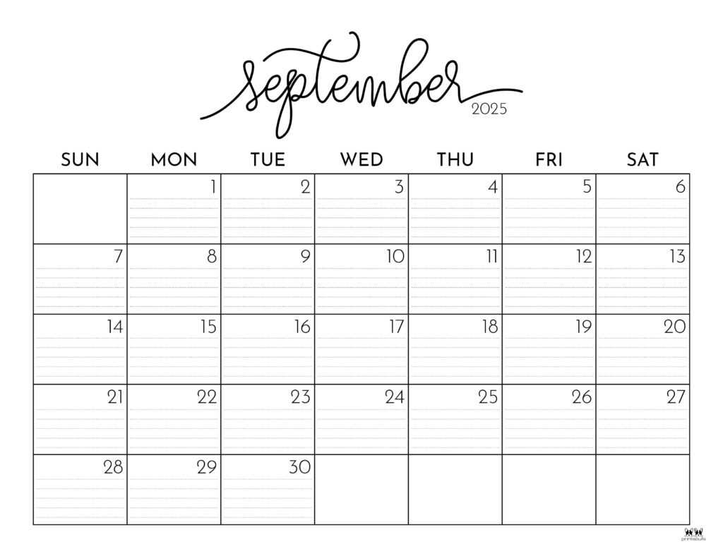 free calendar template sept 2025