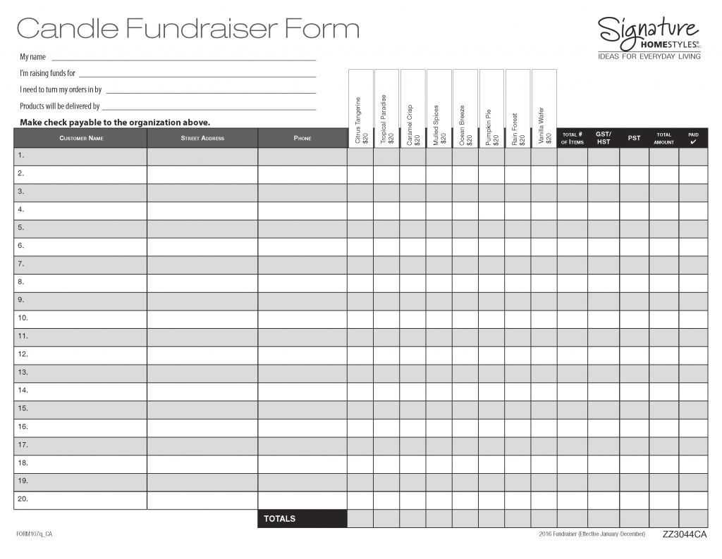 free cash calendar fundraiser template