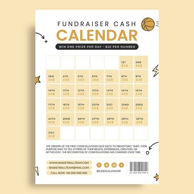 free cash calendar fundraiser template