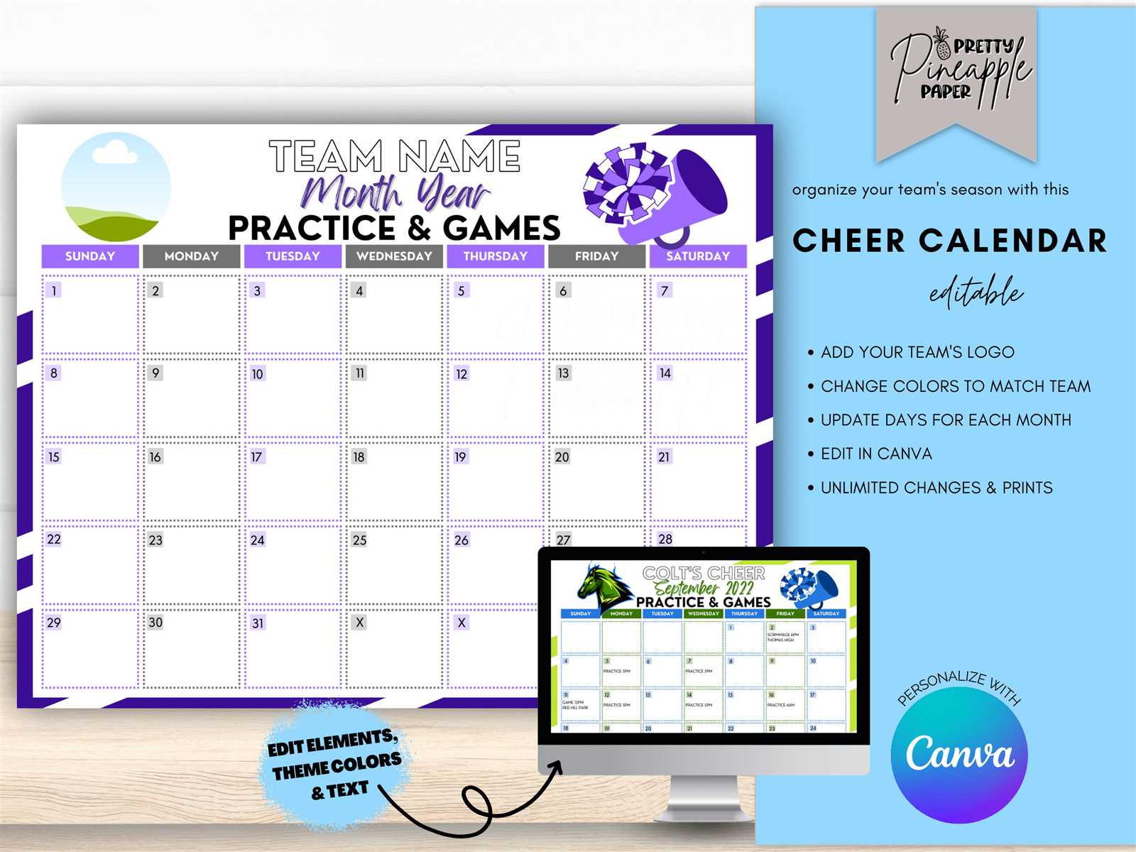 free cheer calendar template