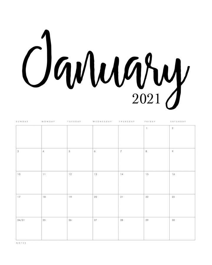 minimalist calendar template