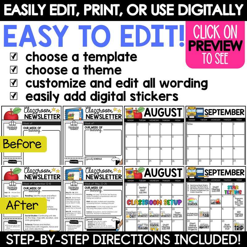 free classroom calendar templates