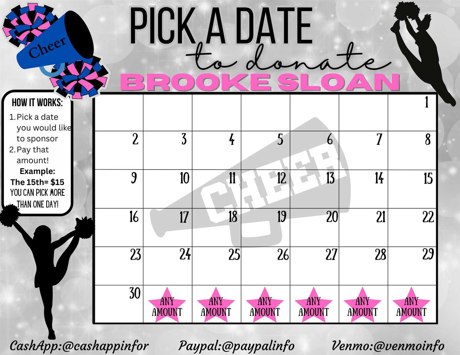 free cheer calendar fundraiser template