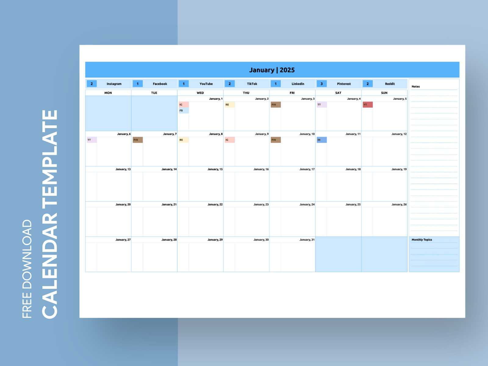 free content calendar templates