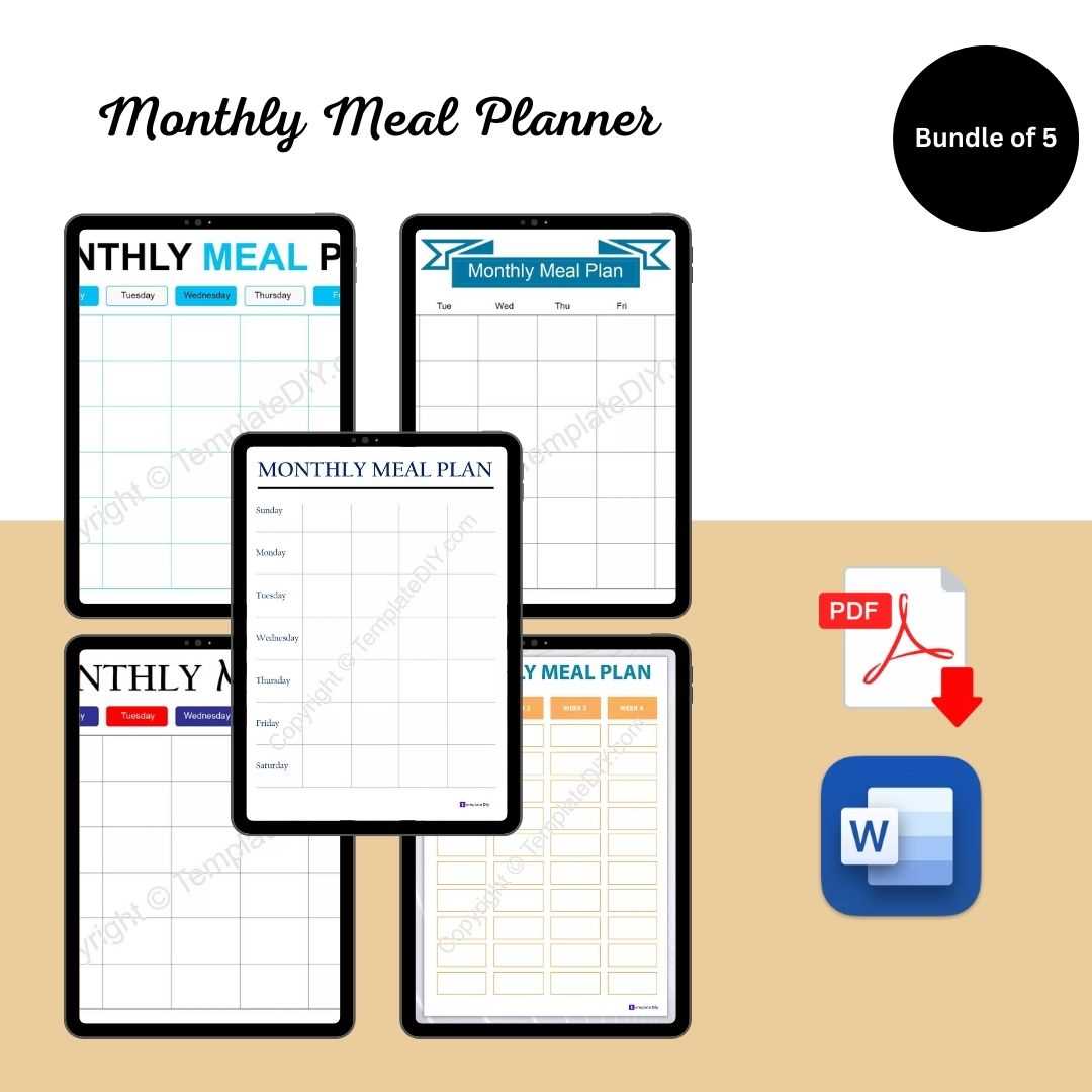 free diet calendar template