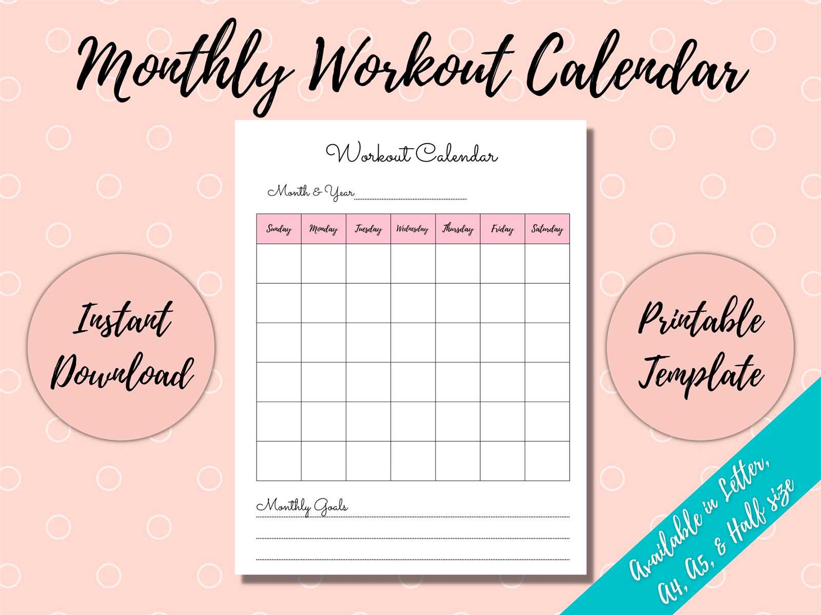 fillable workout calendar template