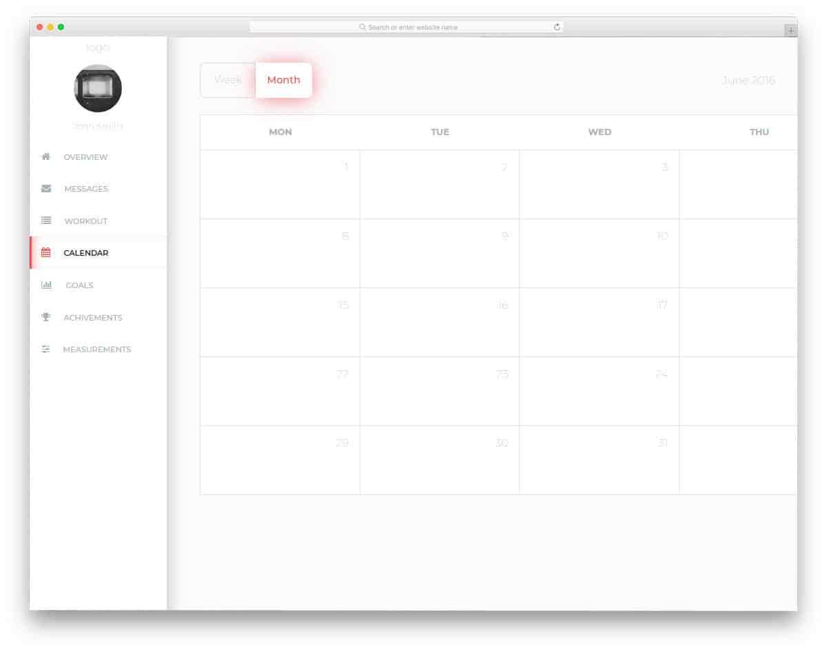 css calendar template