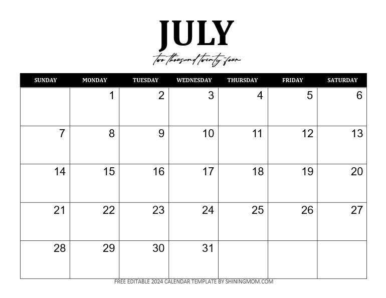 calendar writable template