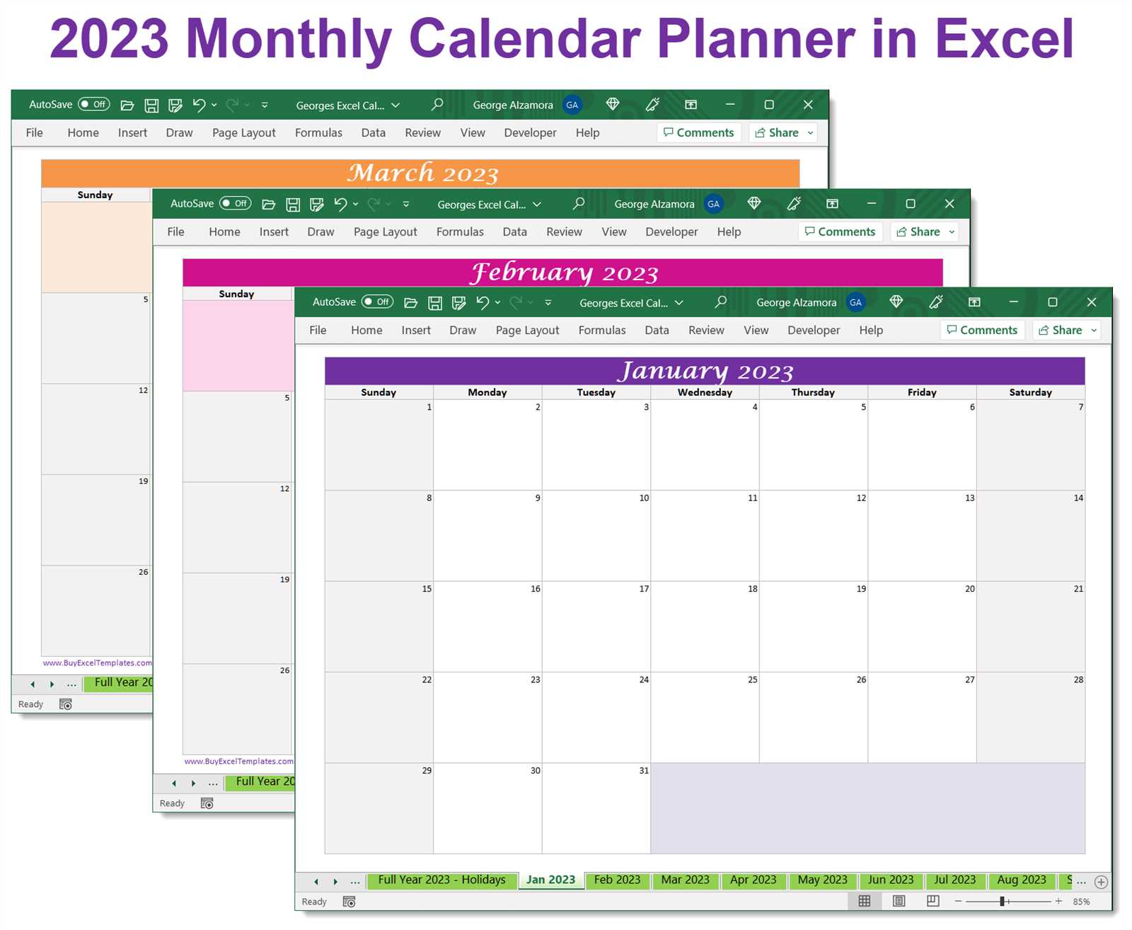 review calendar template