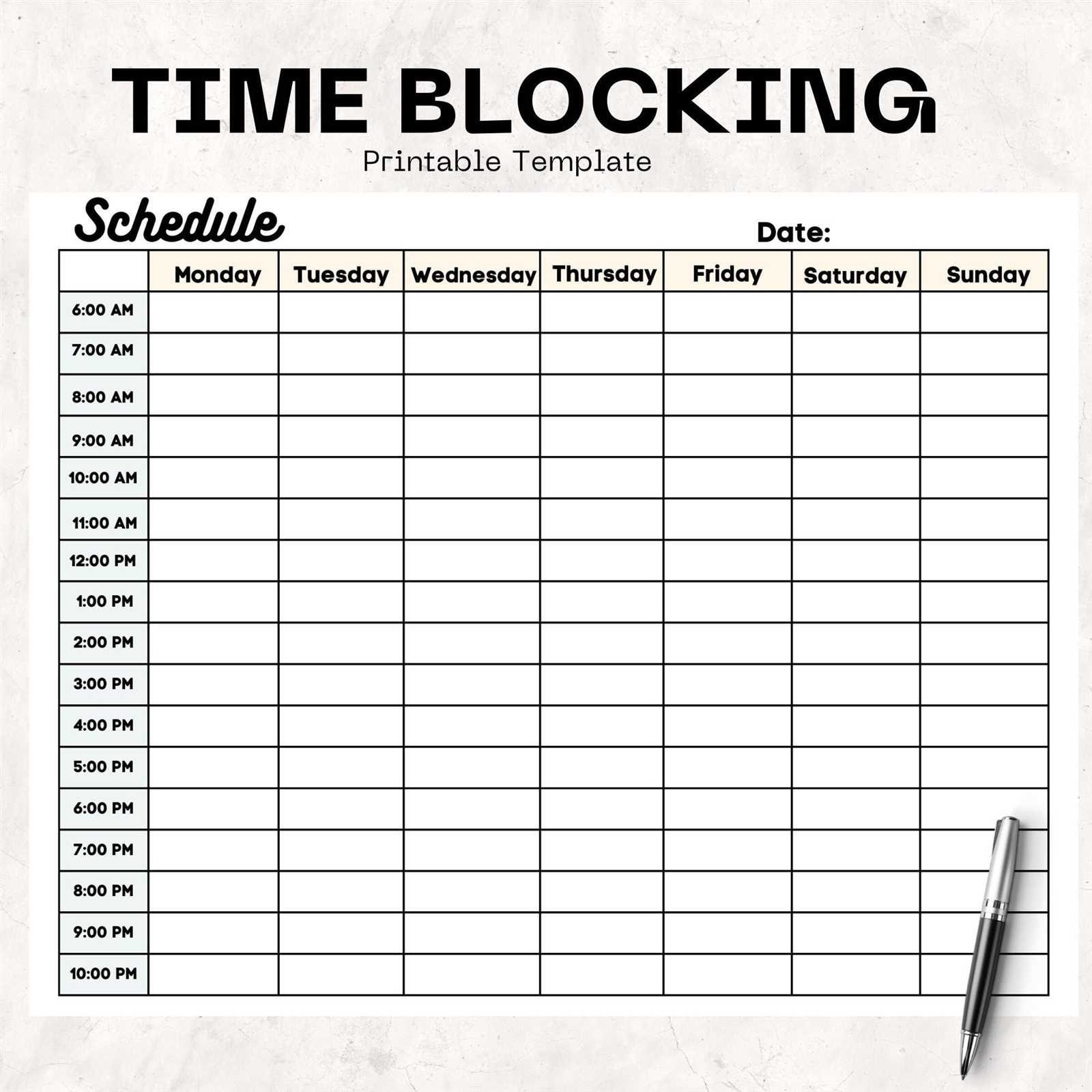 calendar blocking template