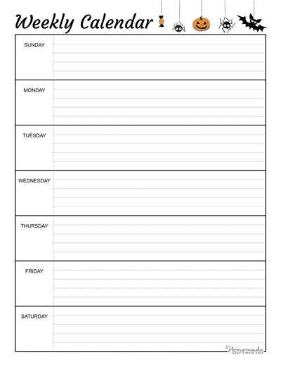 weekly calendar agenda template