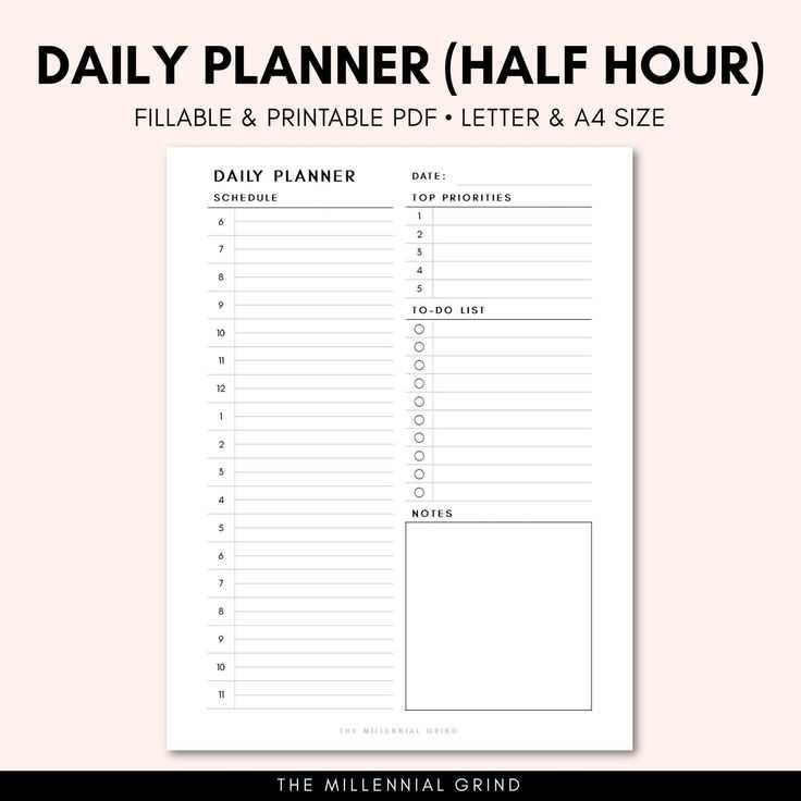 half hour calendar template