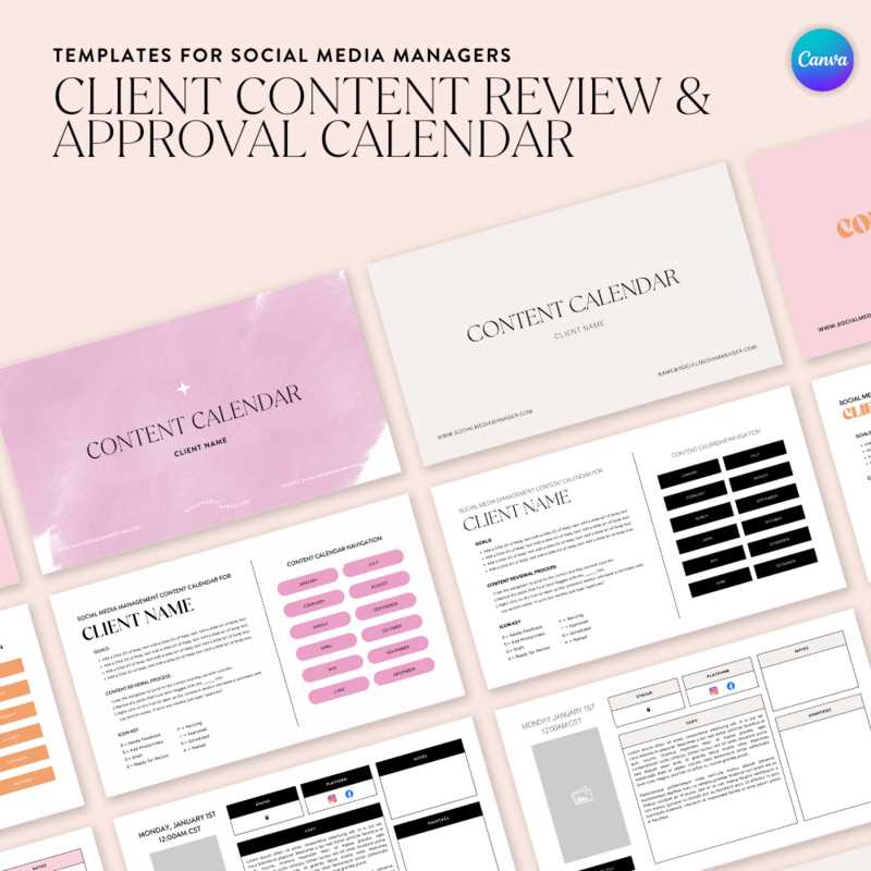 social media calendar template canva