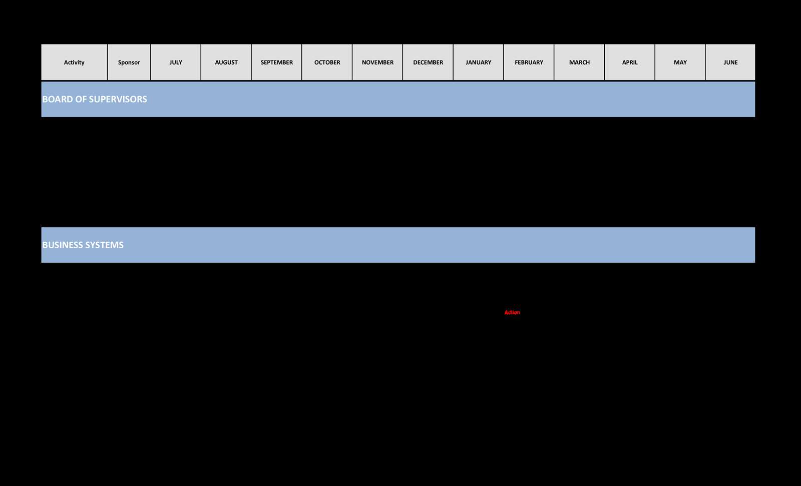 business calendar template