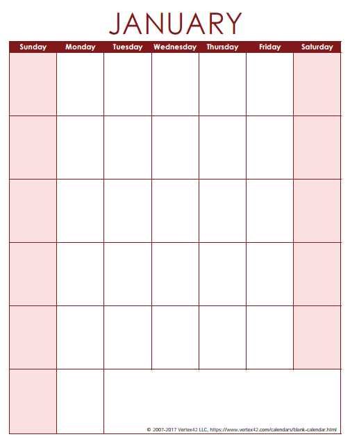 weekend only calendar template