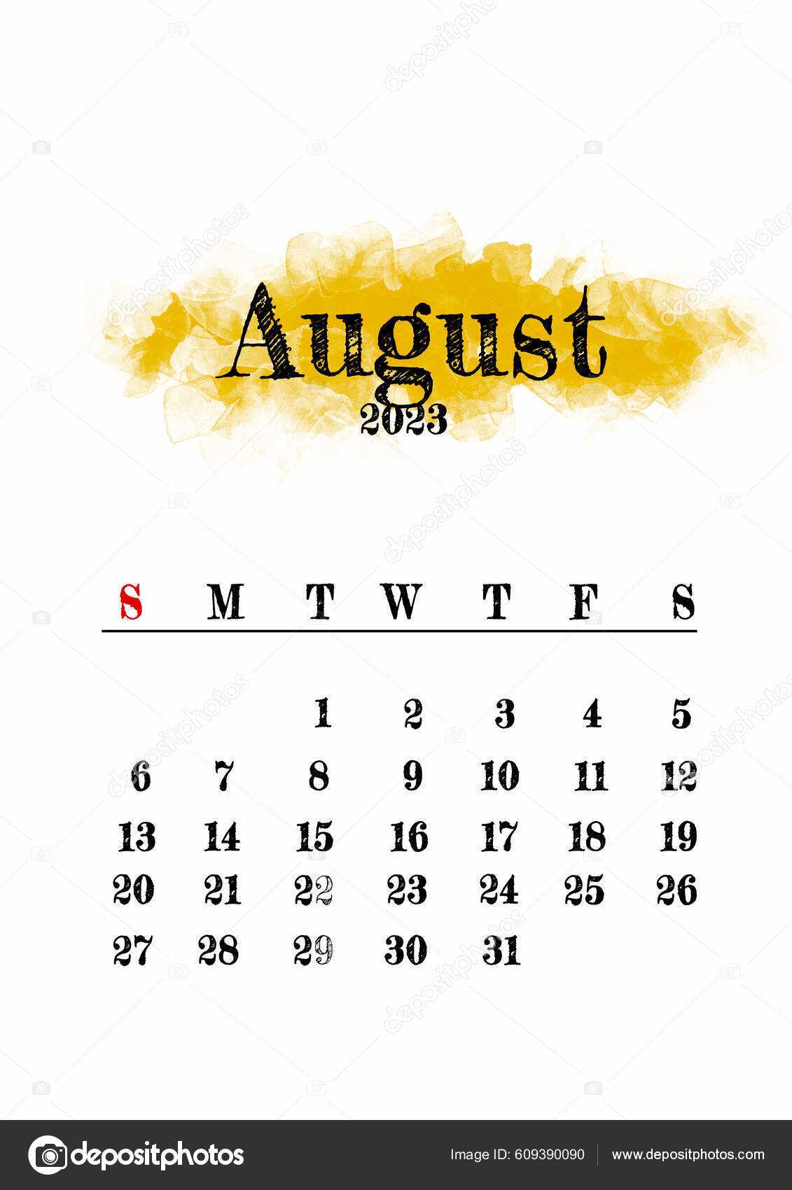 august monthly calendar template