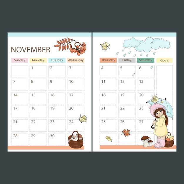 month of november calendar template