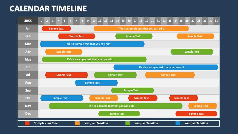 monthly calendar timeline template